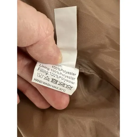 Shein Puffer Coat Jacket Sz L Brown Minimalist Trendy High Neck Normcore - Picture 6 of 11